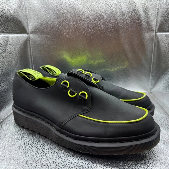 Size M11/W12 Dr. Martens Unisex Black Neon Green Ramsey Alt Low Top Oxford Shoes